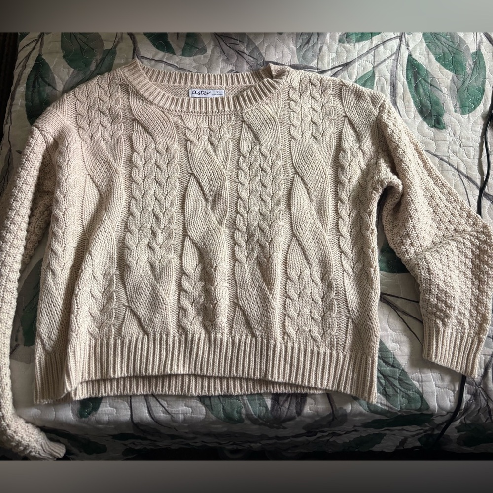 Cider Beige Cable Knit Sweater